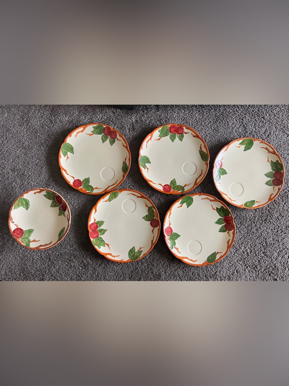 Rare Find-VINTAGE Franciscan Apple USA Bundle:5 Snack Plates+Pedestal Cake Stand